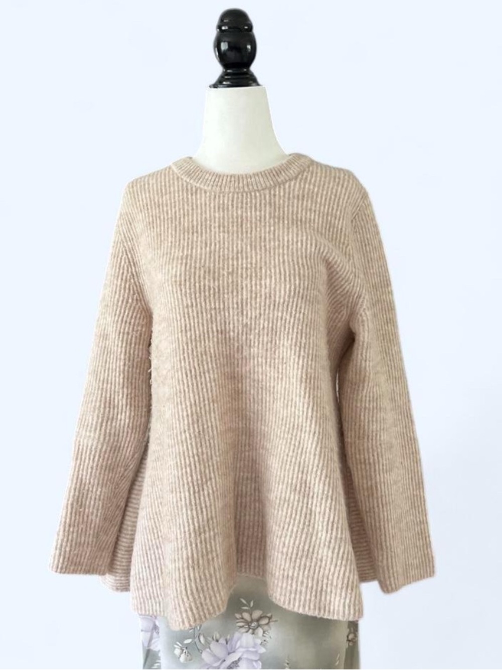 COS Beige Ribbed Crewneck Sweater